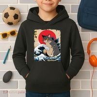 Persian Catzilla Japanese Art Funny Cat Retro Anime Sunset Kids Hoodie thumb 2
