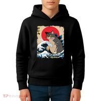 Persian Catzilla Japanese Art Funny Cat Retro Anime Sunset Kids Hoodie thumb 4