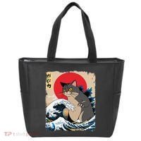 Persian Catzilla Japanese Art Funny Cat Retro Anime Sunset Tote Bag thumb 0