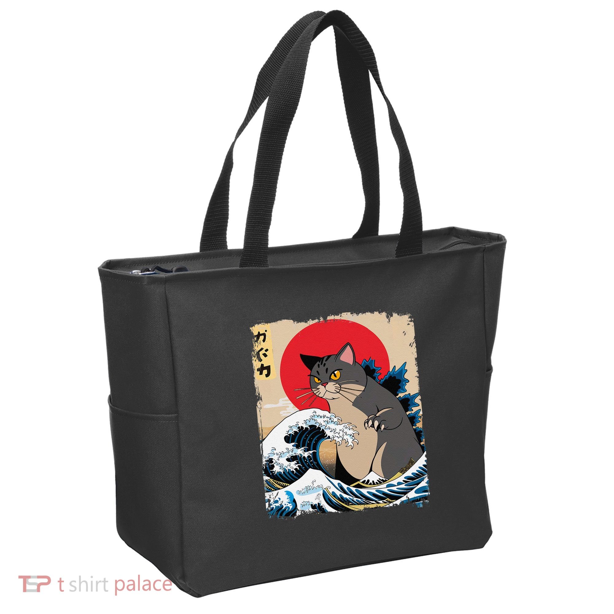 Persian Catzilla Japanese Art Funny Cat Retro Anime Sunset Tote Bag