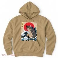 Persian Catzilla Japanese Art Funny Cat Retro Anime Sunset Hoodie thumb 0