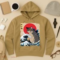 Persian Catzilla Japanese Art Funny Cat Retro Anime Sunset Hoodie thumb 3