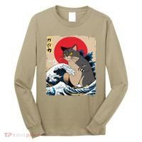 Persian Catzilla Japanese Art Funny Cat Retro Anime Sunset Long Sleeve Shirt thumb 0