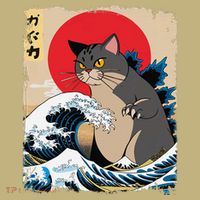 Persian Catzilla Japanese Art Funny Cat Retro Anime Sunset Long Sleeve Shirt thumb 2