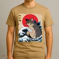 Persian Catzilla Japanese Art Funny Cat Retro Anime Sunset T-Shirt thumb 3