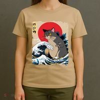 Persian Catzilla Japanese Art Funny Cat Retro Anime Sunset T-Shirt thumb 4