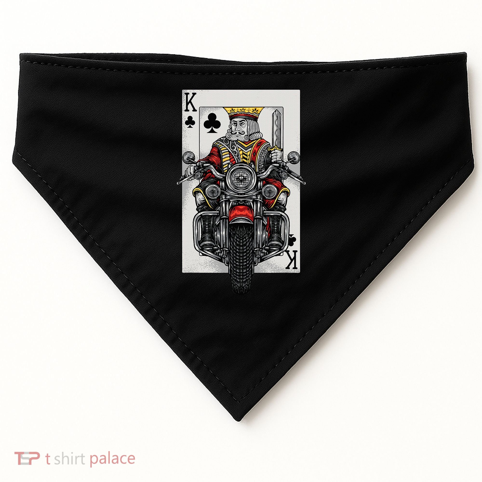 Playing Card King Riding A Road Motorcycle USA-Made Doggie Bandana
