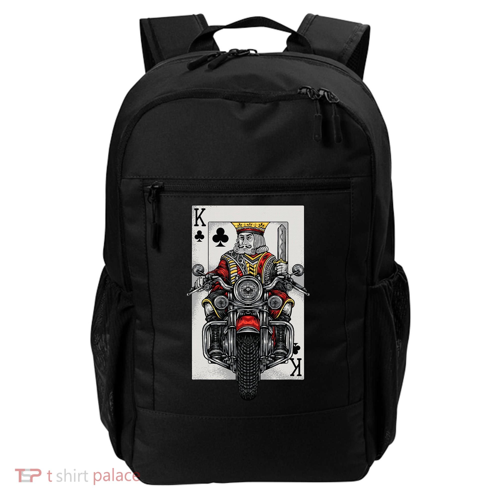 Playing Card King Riding A Road Motorcycle Backpack