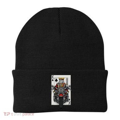 Playing Card King Riding A Road Motorcycle Beanie