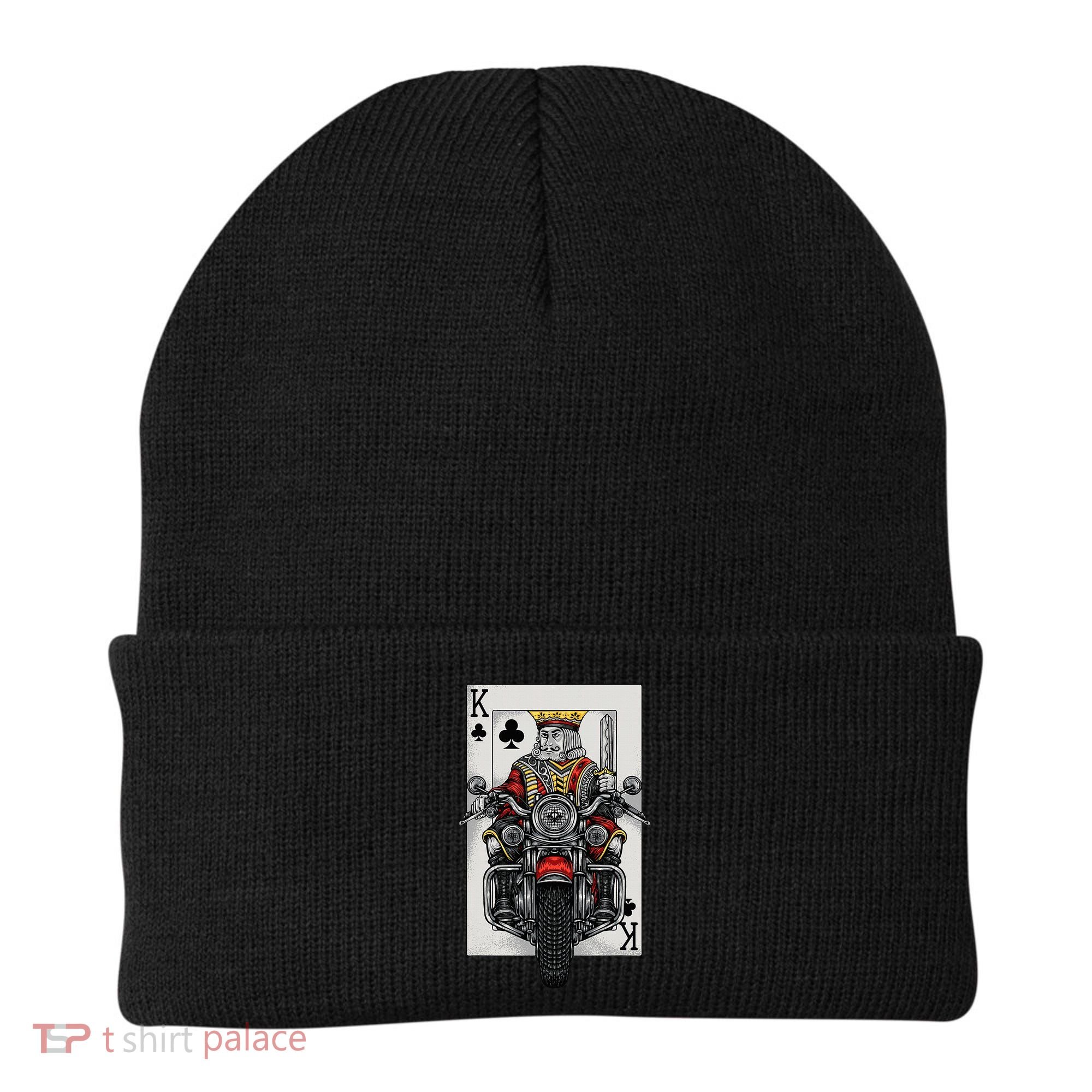 Playing Card King Riding A Road Motorcycle Beanie