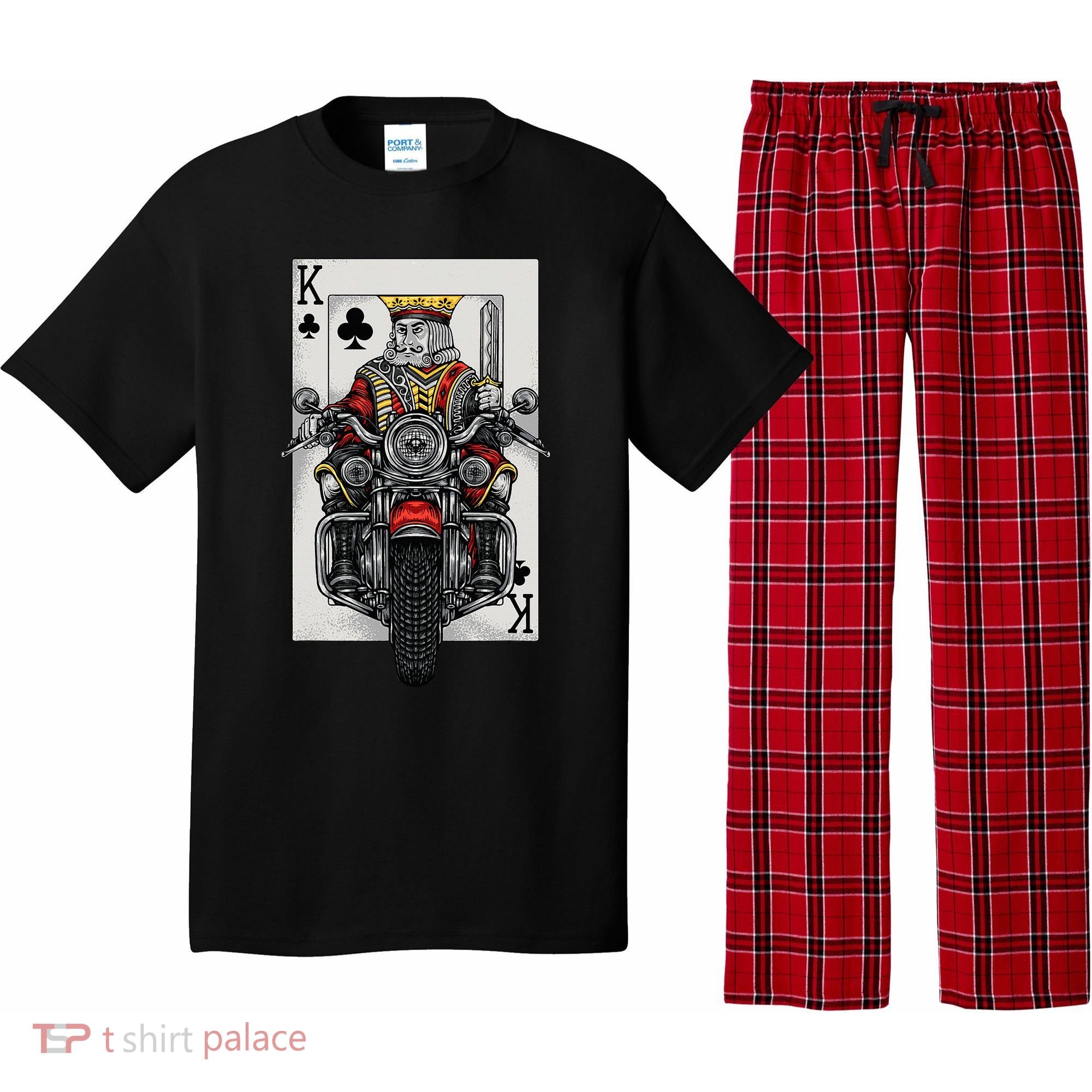 Playing Card King Riding A Road Motorcycle Pajama Set