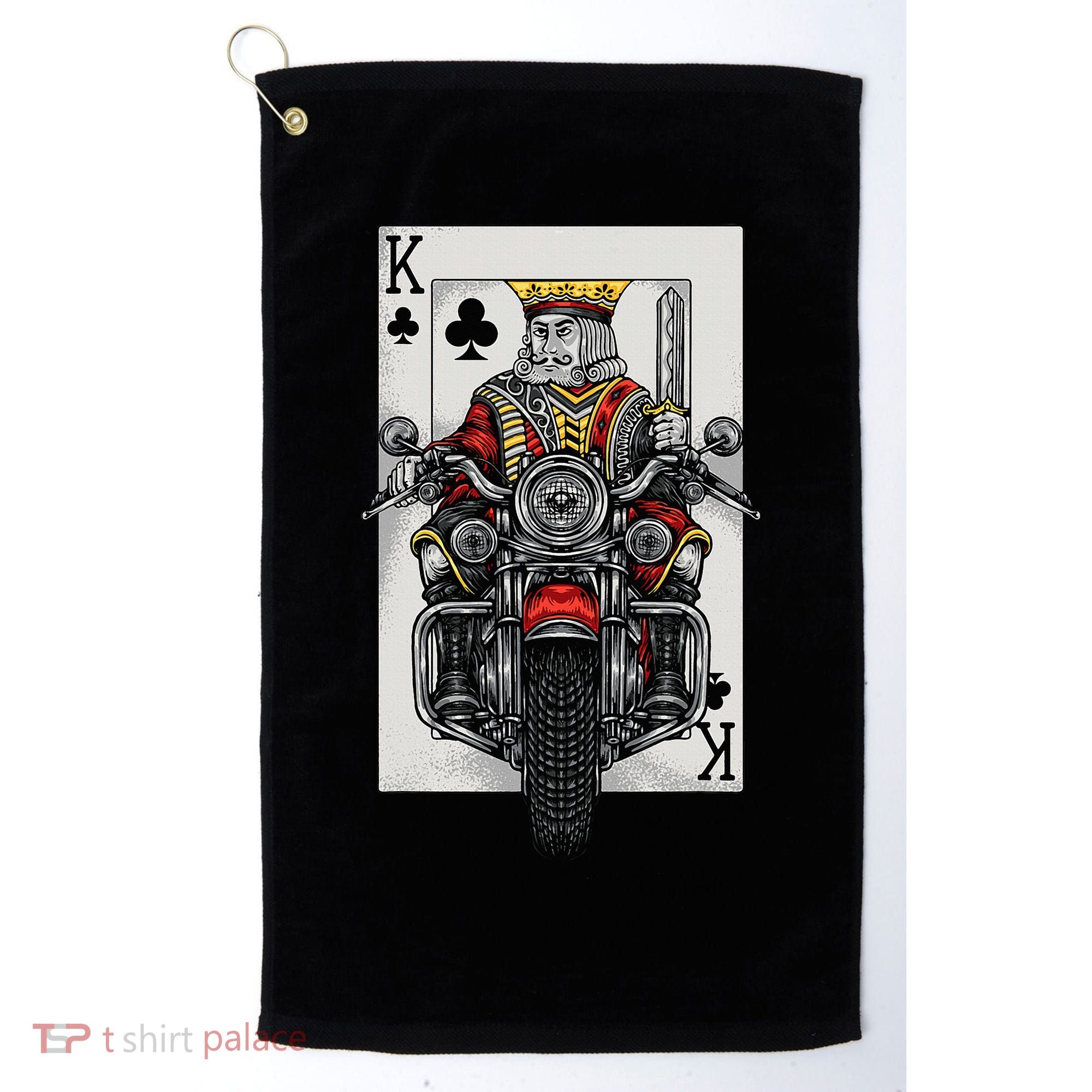 Playing Card King Riding A Road Motorcycle Golf Towel