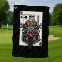 Playing Card King Riding A Road Motorcycle Golf Towel thumb 1