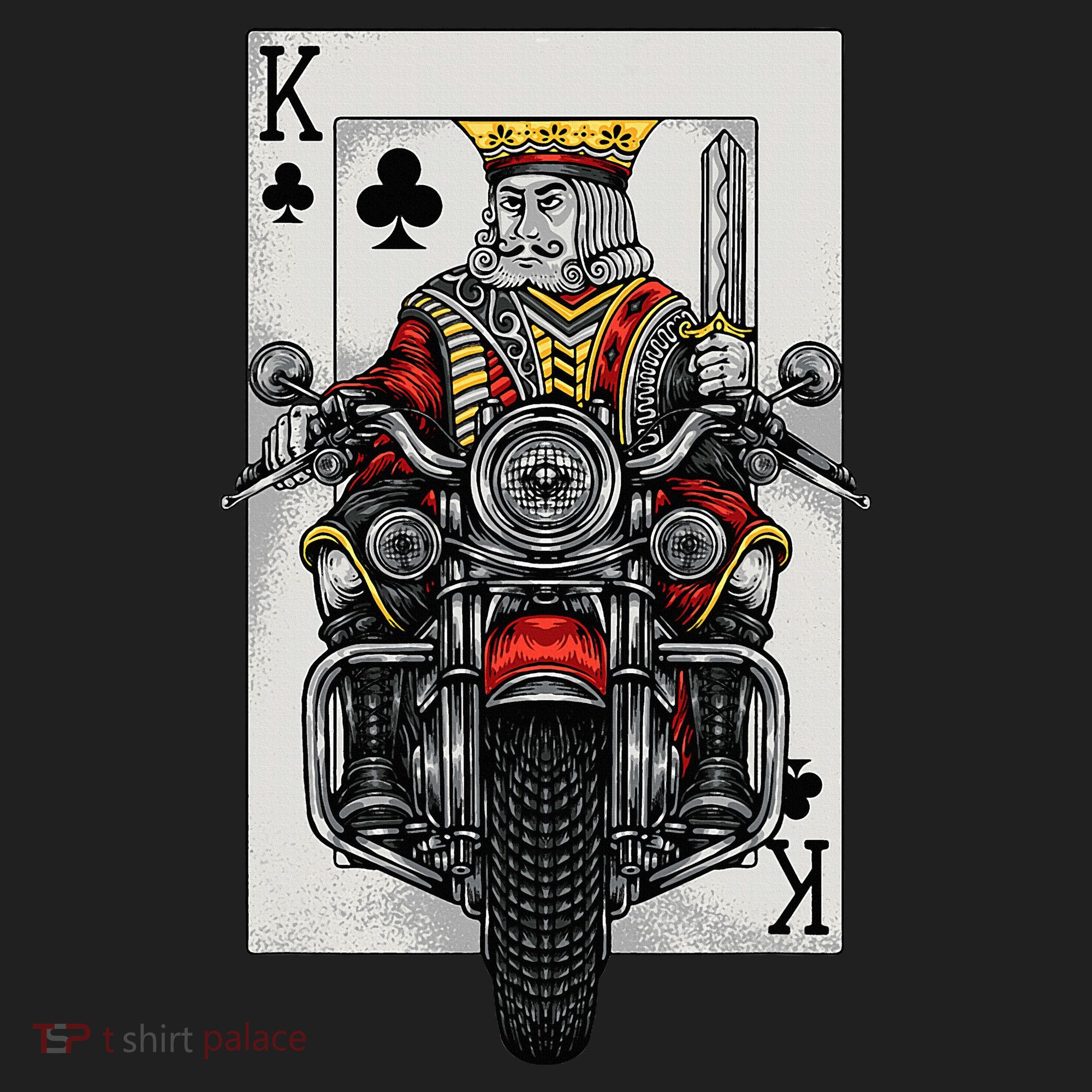 Playing Card King Riding A Road Motorcycle Golf Towel