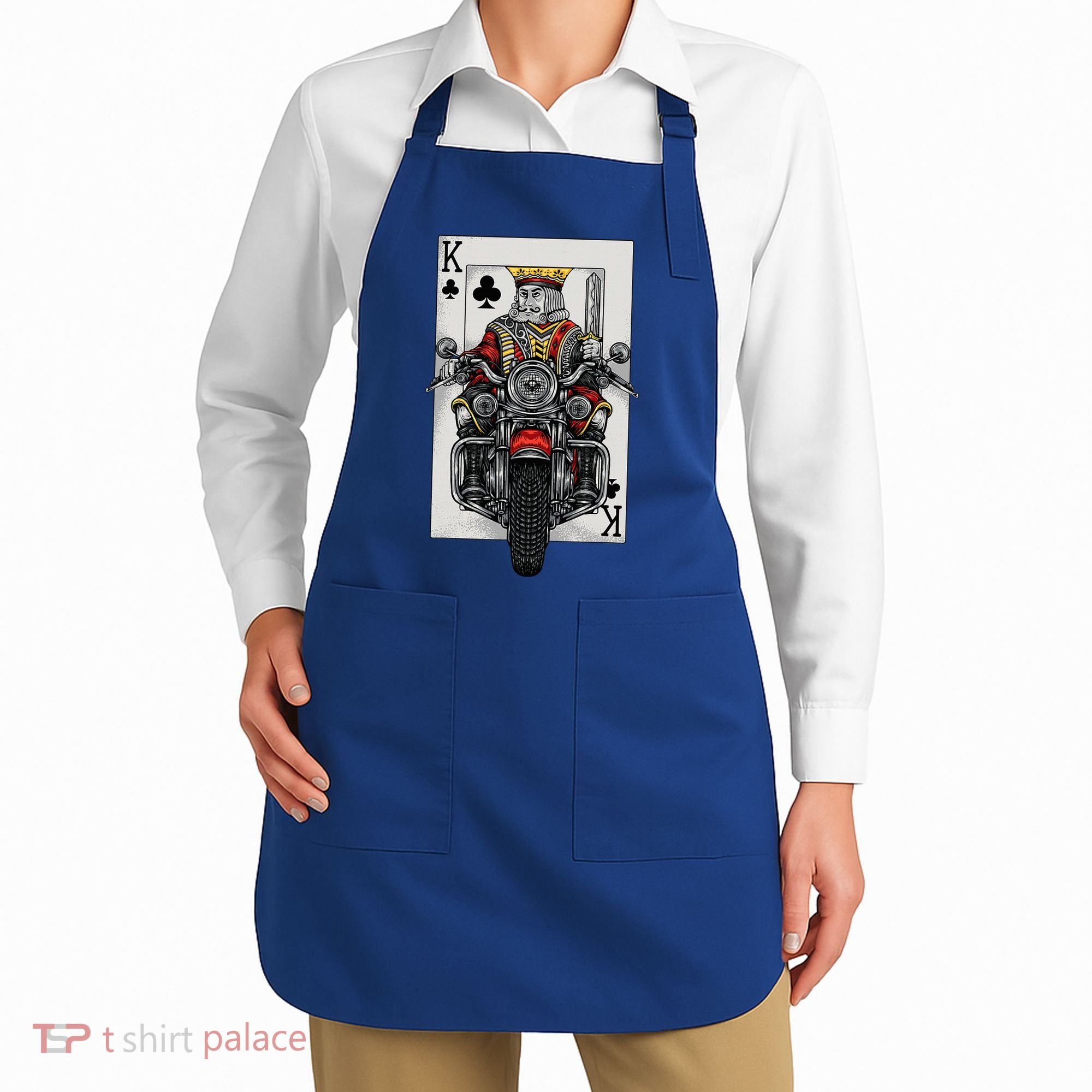 Playing Card King Riding A Road Motorcycle Apron