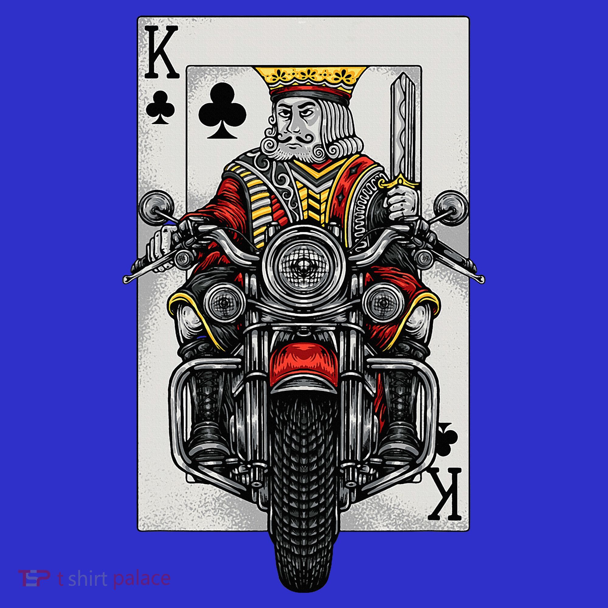 Playing Card King Riding A Road Motorcycle Button
