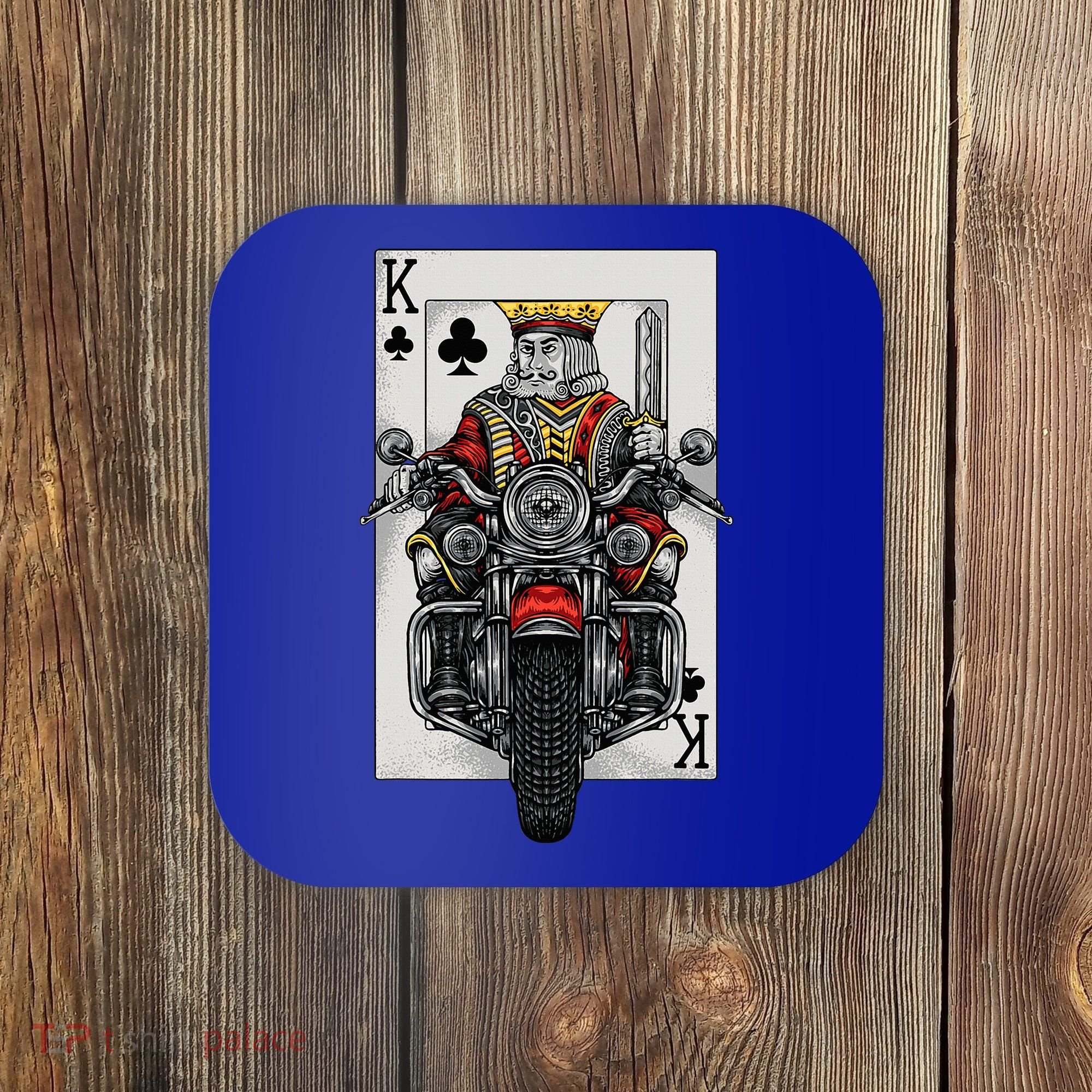 Playing Card King Riding A Road Motorcycle Coaster