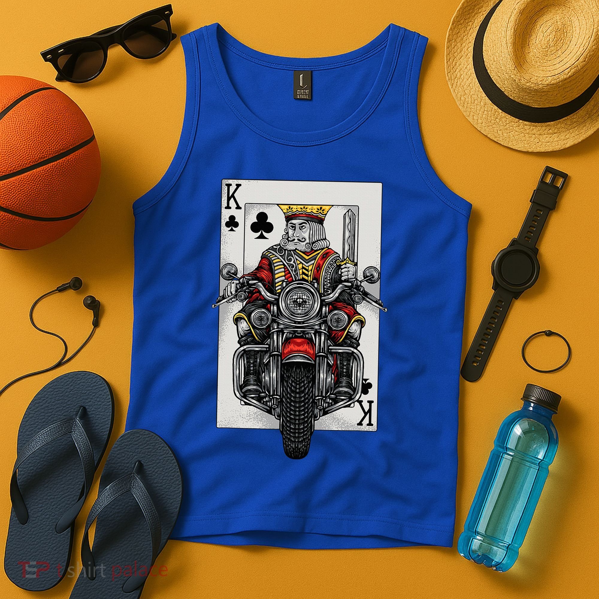 Playing Card King Riding A Road Motorcycle Tank Top