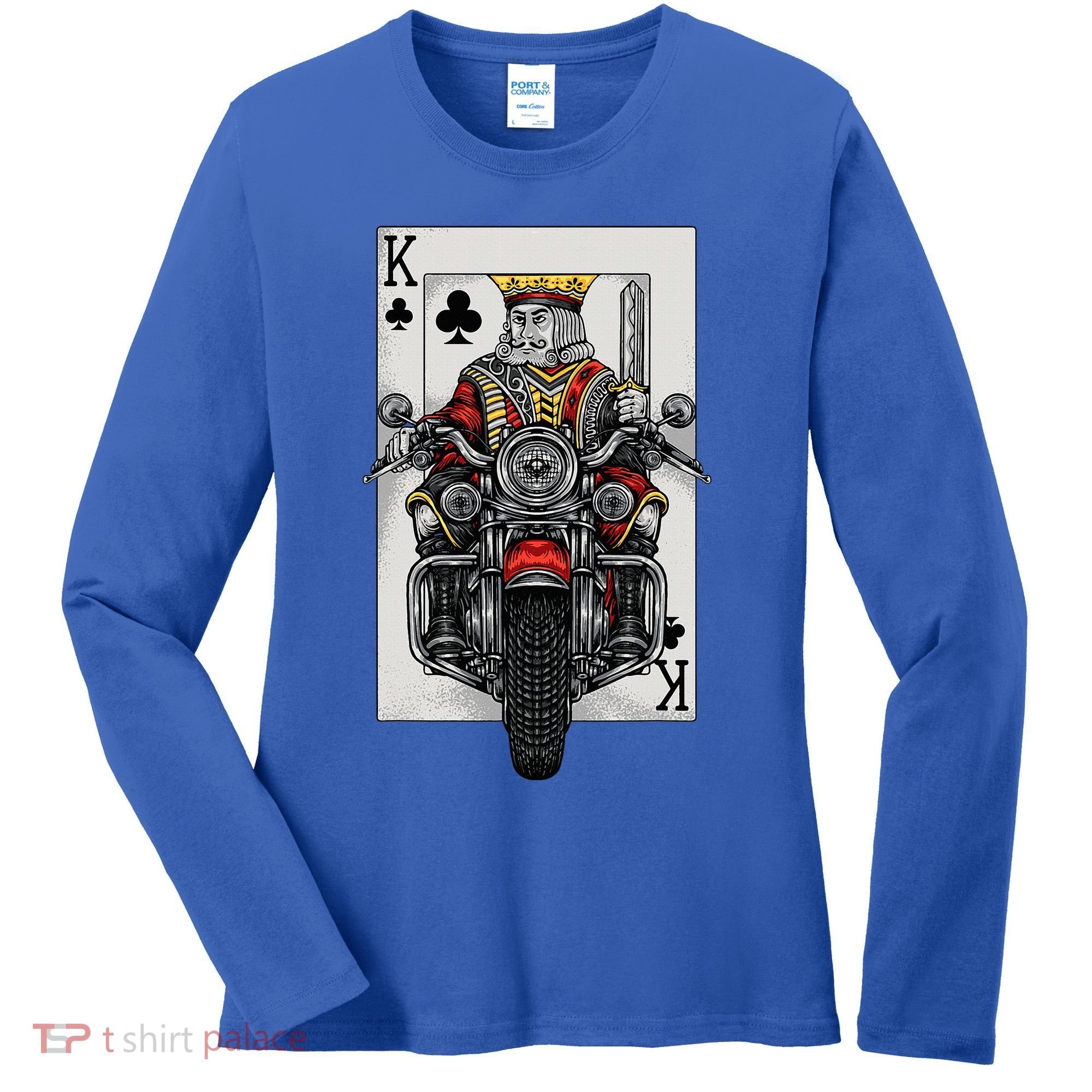 Playing Card King Riding A Road Motorcycle Women's Long Sleeve Shirt