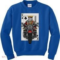 Playing Card King Riding A Road Motorcycle Kids Sweatshirt thumb 0