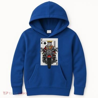 Playing Card King Riding A Road Motorcycle Kids Hoodie