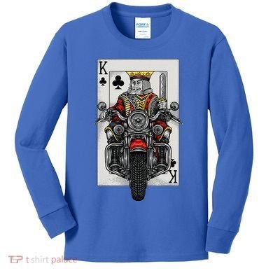 Playing Card King Riding A Road Motorcycle Kids Long Sleeve Shirt