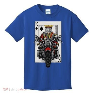 Playing Card King Riding A Road Motorcycle Kids T-Shirt