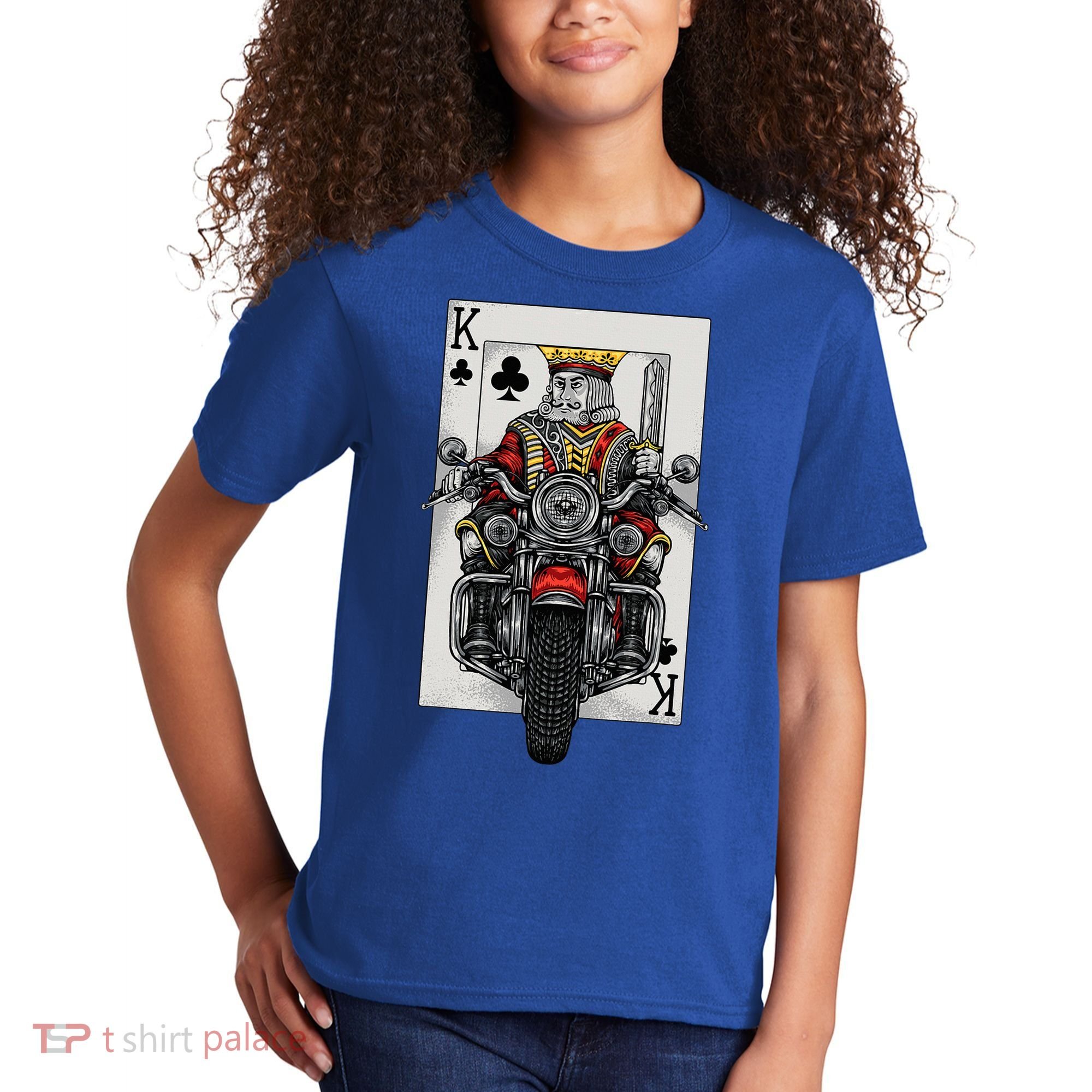 Playing Card King Riding A Road Motorcycle Kids T-Shirt