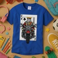 Playing Card King Riding A Road Motorcycle Kids T-Shirt thumb 3
