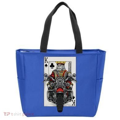Playing Card King Riding A Road Motorcycle Tote Bag