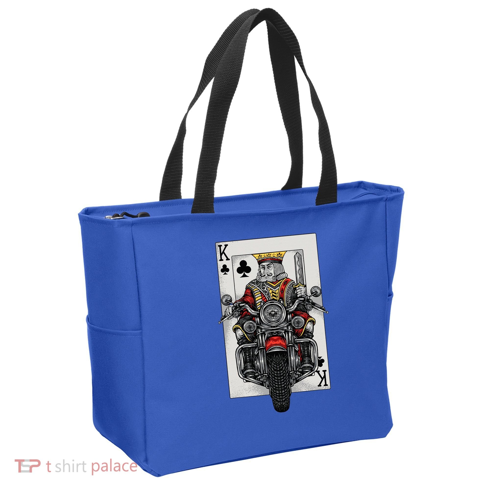 Playing Card King Riding A Road Motorcycle Tote Bag