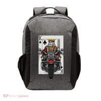 Playing Card King Riding A Road Motorcycle Vector Backpack thumb 0
