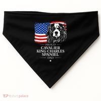 Proud Cavalier King Charles Spaniel Dad American Flag Dog USA-Made Doggie Bandana thumb 0