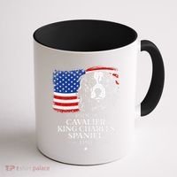 Proud Cavalier King Charles Spaniel Dad American Flag Dog Coffee Mug thumb 1