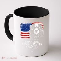 Proud Cavalier King Charles Spaniel Dad American Flag Dog Coffee Mug thumb 0