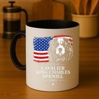 Proud Cavalier King Charles Spaniel Dad American Flag Dog Coffee Mug thumb 4