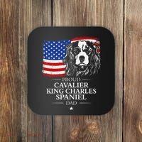Proud Cavalier King Charles Spaniel Dad American Flag Dog Coaster thumb 0