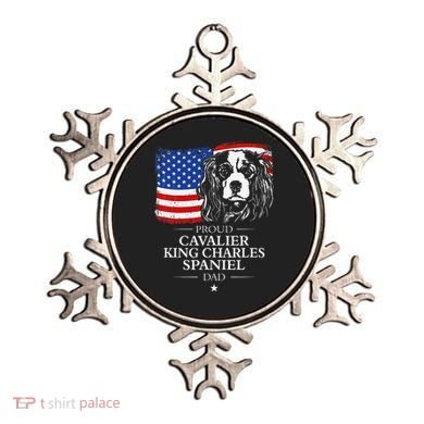 Proud Cavalier King Charles Spaniel Dad American Flag Dog Ornament