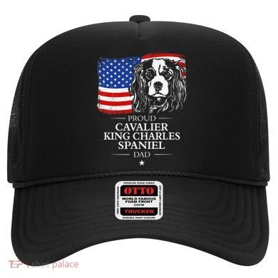 Proud Cavalier King Charles Spaniel Dad American Flag Dog Hat