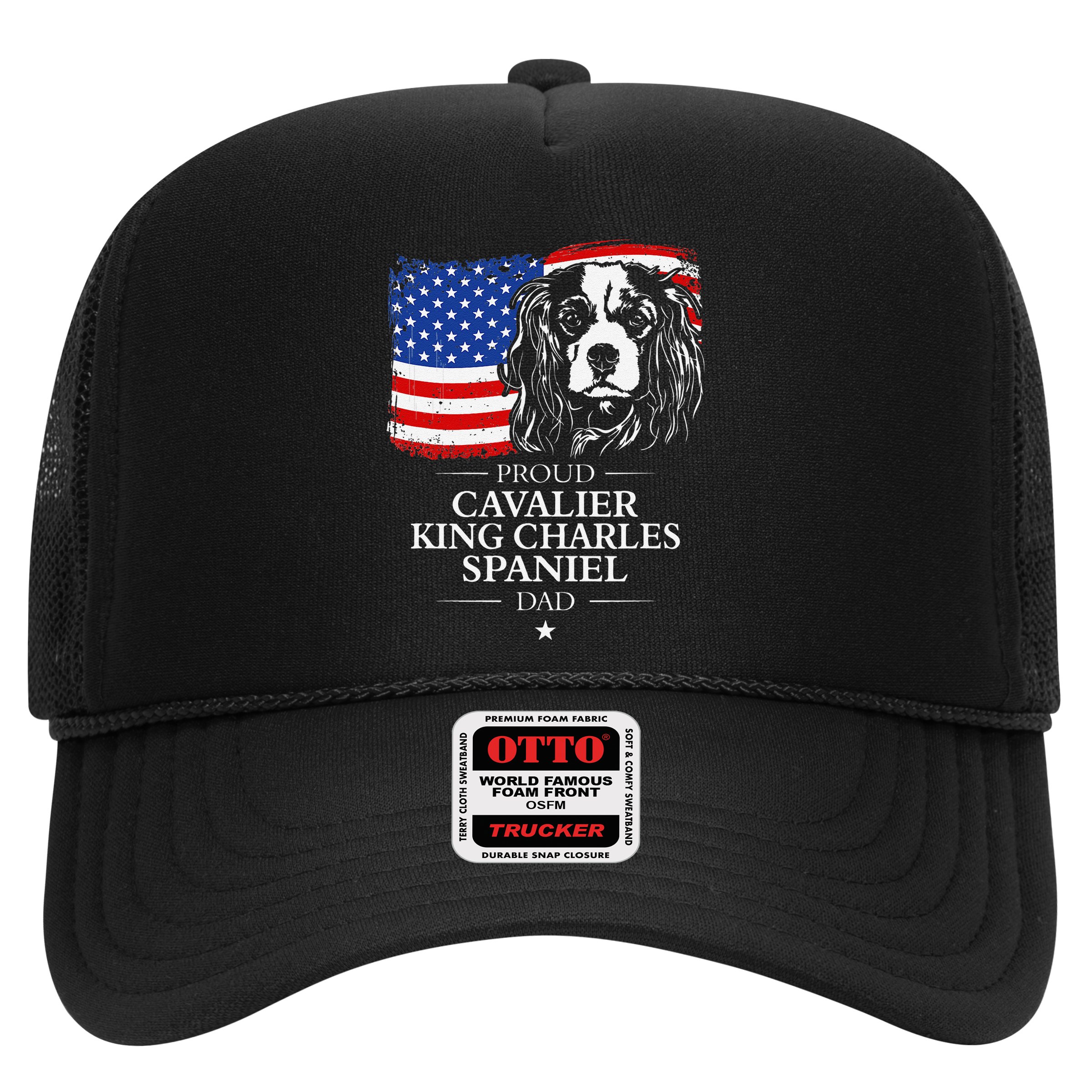 Proud Cavalier King Charles Spaniel Dad American Flag Dog Hat