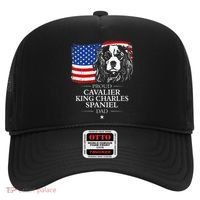 Proud Cavalier King Charles Spaniel Dad American Flag Dog Hat thumb 0