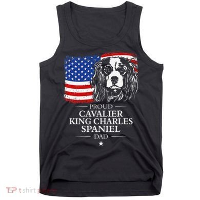 Proud Cavalier King Charles Spaniel Dad American Flag Dog Tank Top