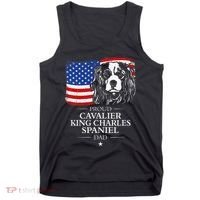 Proud Cavalier King Charles Spaniel Dad American Flag Dog Tank Top thumb 0