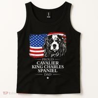 Proud Cavalier King Charles Spaniel Dad American Flag Dog Tank Top thumb 2