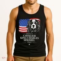 Proud Cavalier King Charles Spaniel Dad American Flag Dog Tank Top thumb 3