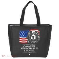 Proud Cavalier King Charles Spaniel Dad American Flag Dog Tote Bag thumb 0