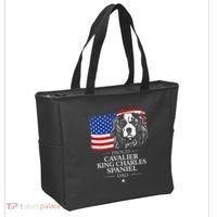 Proud Cavalier King Charles Spaniel Dad American Flag Dog Tote Bag thumb 2