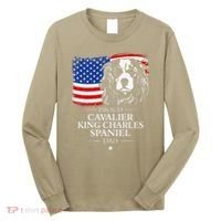 Proud Cavalier King Charles Spaniel Dad American Flag Dog Long Sleeve Shirt thumb 0