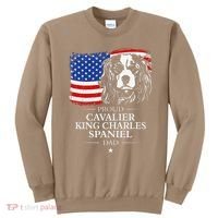 Proud Cavalier King Charles Spaniel Dad American Flag Dog Sweatshirt thumb 0