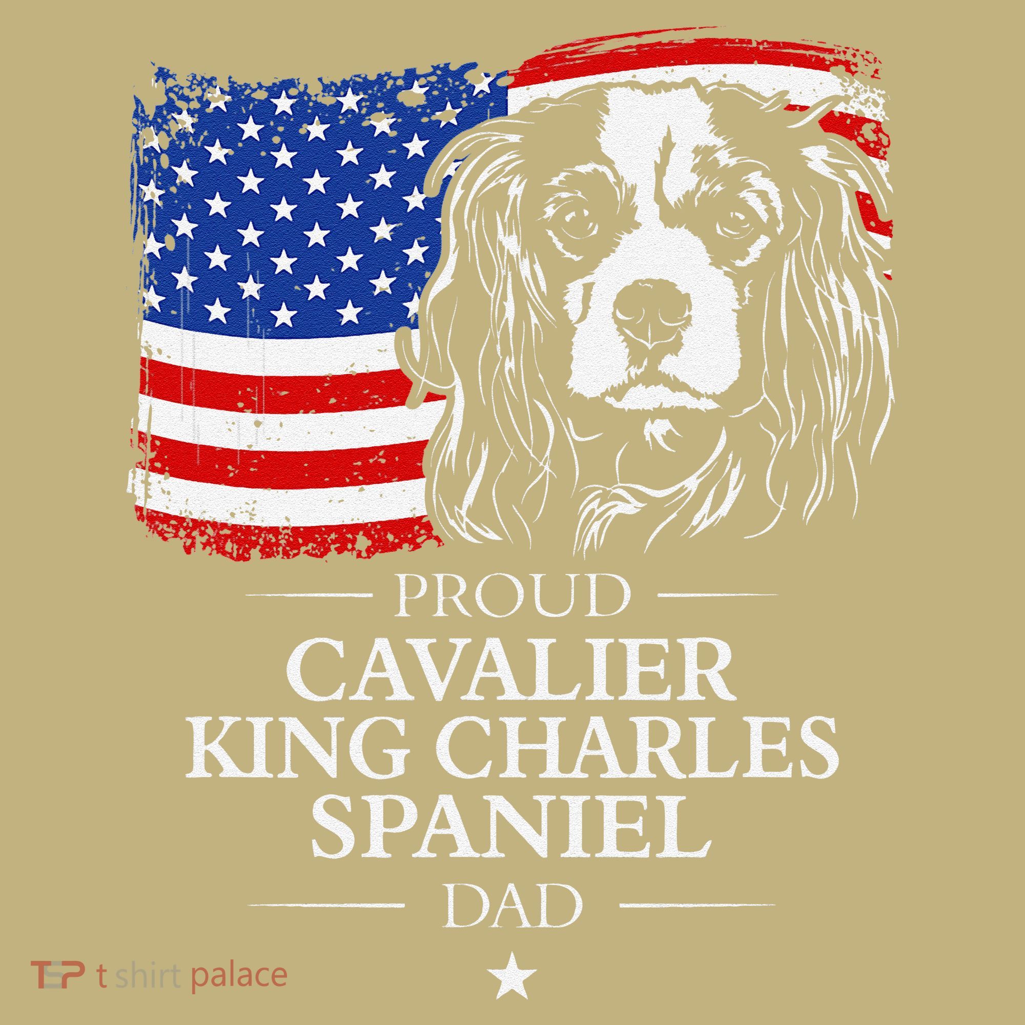 Proud Cavalier King Charles Spaniel Dad American Flag Dog Sweatshirt